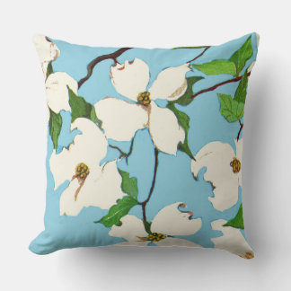 dogwood flowers print throw pillow