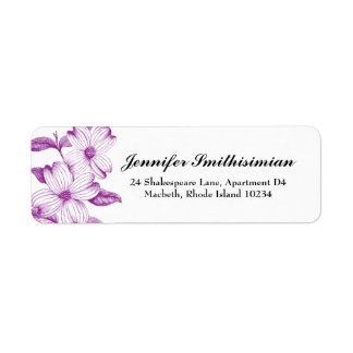 Dogwood Flowers Return Address Label in Plum