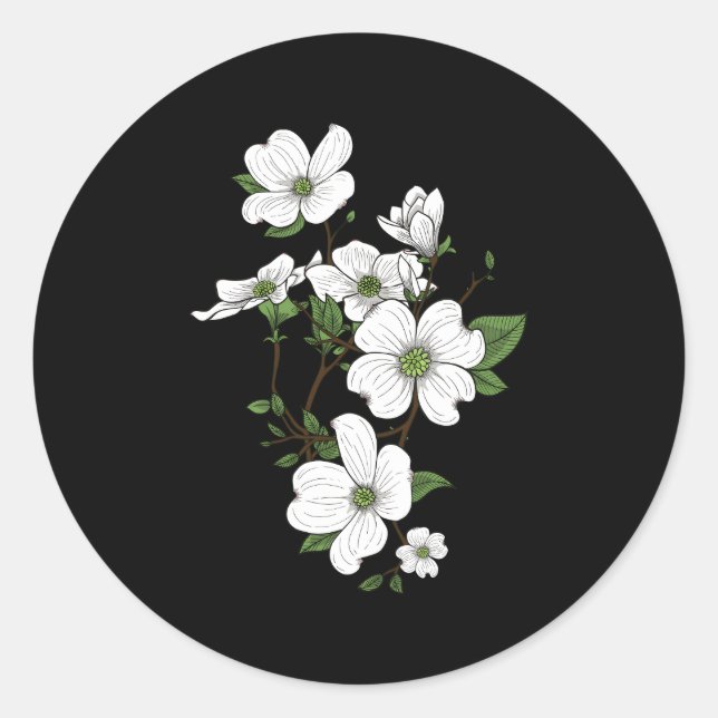 Dogwood Flowers Spring Classic Round Sticker (Front)