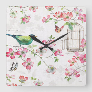 Dogwood Garden Square Wall Clock