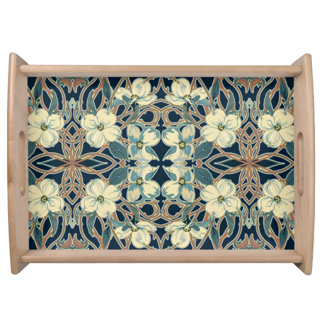 Dogwood Lacework Blue Serving Tray (Front)