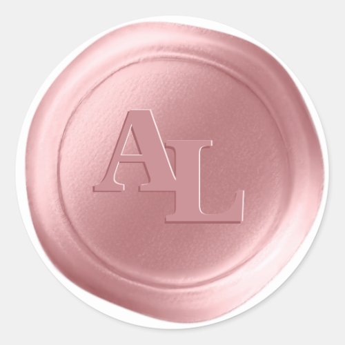 Dogwood Pink Wax Seal Monogram Wedding Stickers