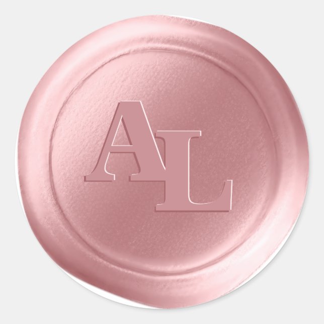 Dogwood Pink Wax Seal Monogram Wedding Stickers (Front)