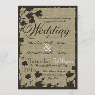 Dogwood Silhouette over Burlap Invitation