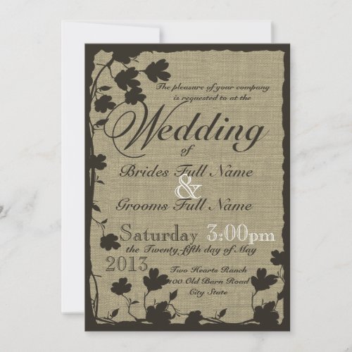 Dogwood Silhouette over Burlap Invitation