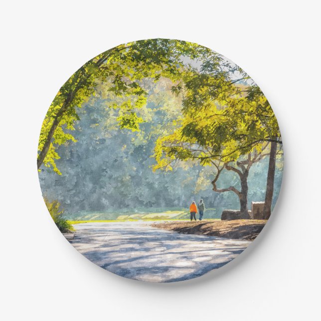 Dogwood Stroll Painterly Paper Plates (Front)