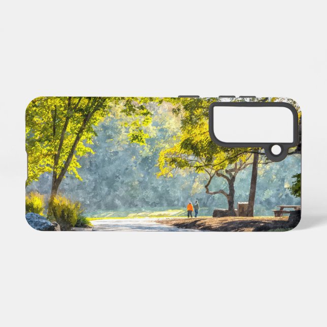 Dogwood Stroll Painterly Samsung Phone Case (Back Horizontal)