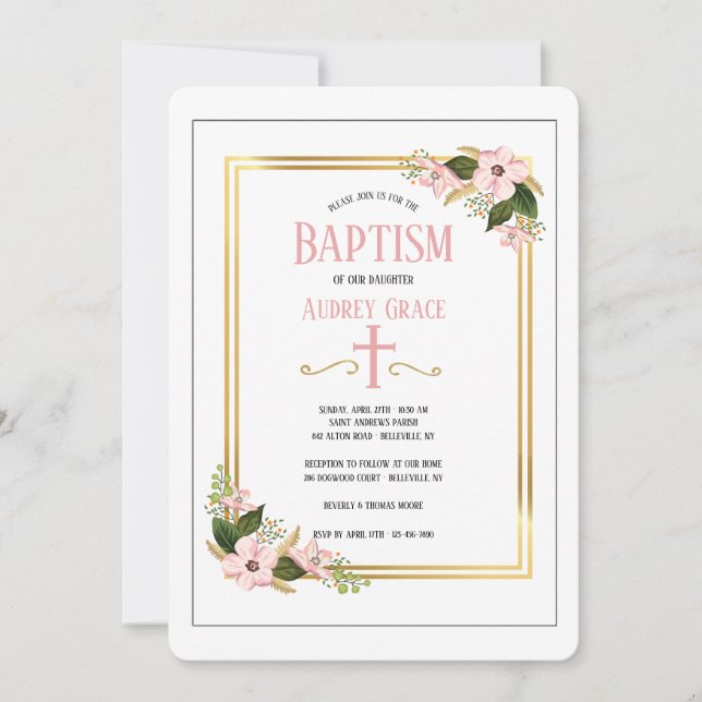 Dogwood Swag Religious Invitation (Front)