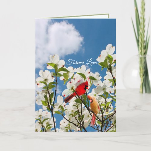 Dogwood Tree Cardinals Pair Forever Love   Card