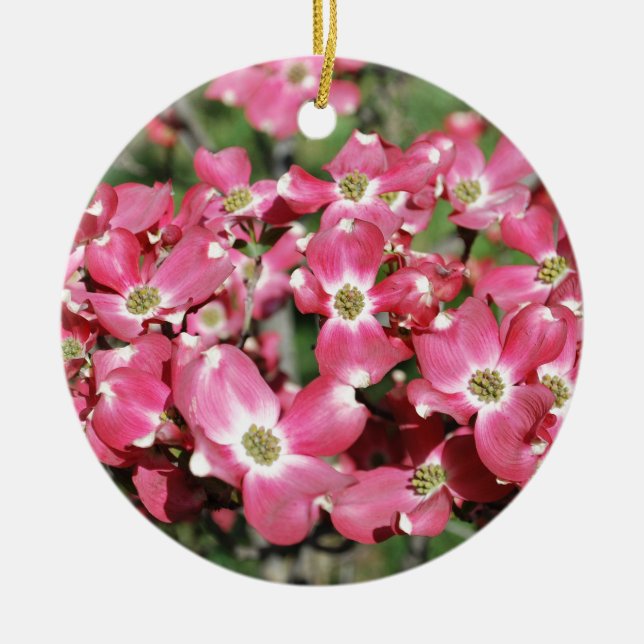Dogwood Tree in Bloom Ceramic Ornament (Front)
