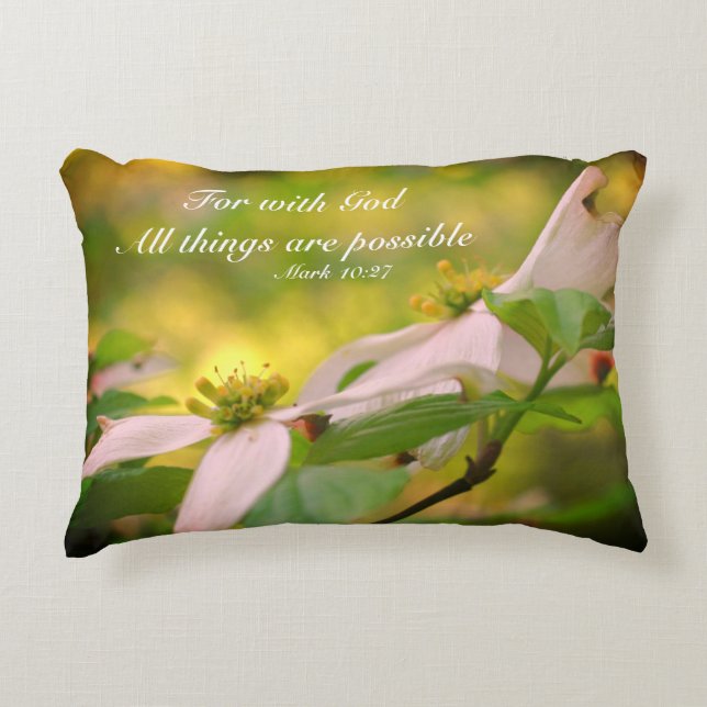 Dogwood With God Bible Quote Inspirational   Accent Pillow (Front)