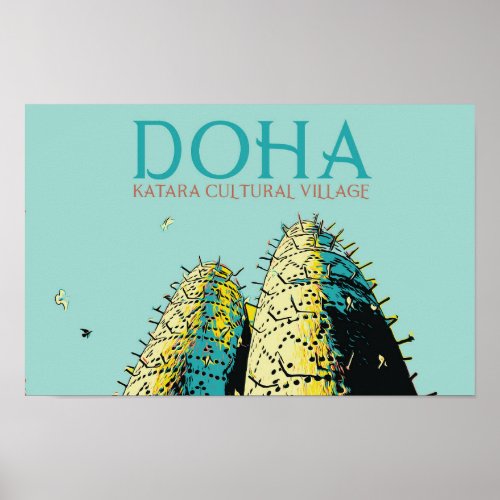 Doha Katara Cultural Village illustration Qatar Poster
