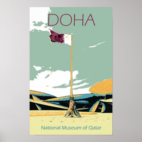 Doha National Museum illustration Qatar Poster