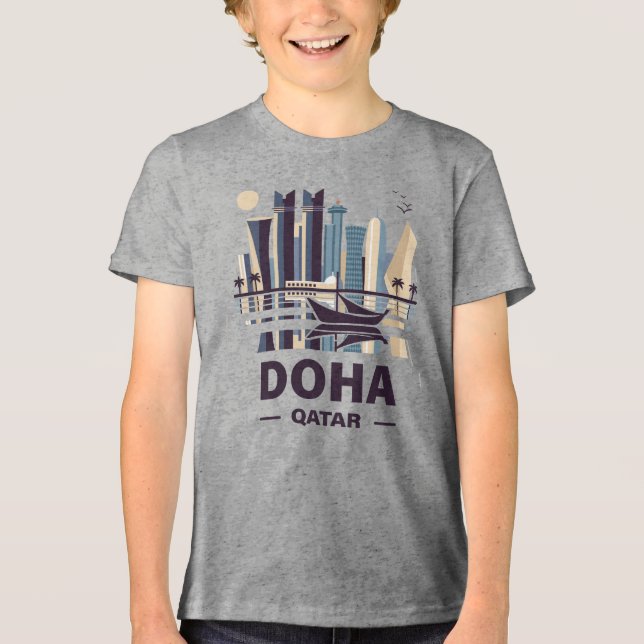 Doha Qatar Arabia Peninsula Tri-Blend Shirt (Front)