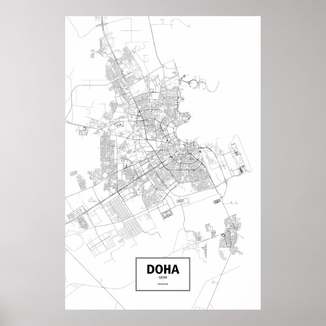 Doha, Qatar (black on white) Poster (Front)