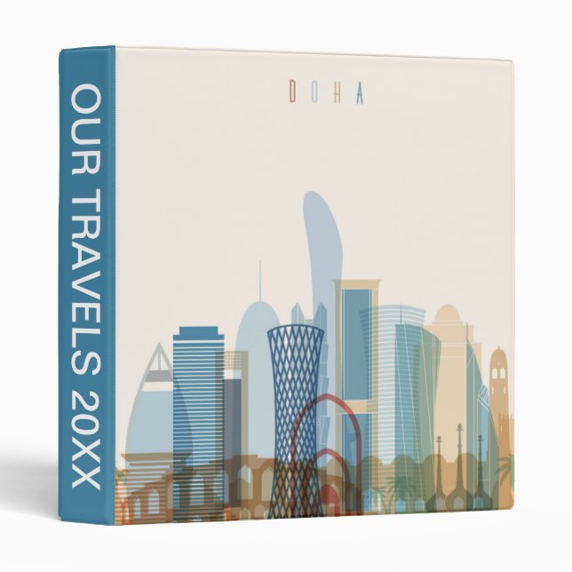 Doha, Qatar | City Skyline 3 Ring Binder (Front/Spine)
