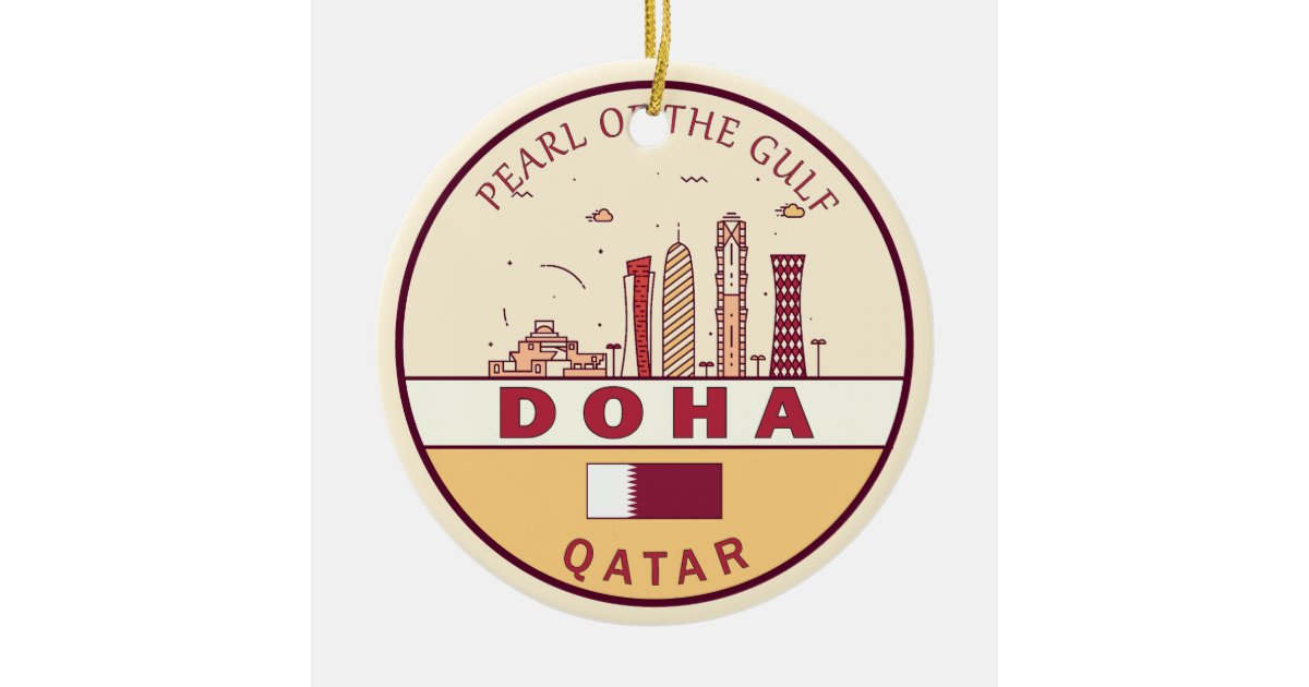 Doha Qatar Glass Christmas Ornament City Skyline Travel Souvenir