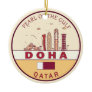 Doha Qatar City Skyline Emblem Ceramic Ornament