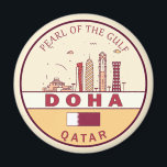 Doha Qatar City Skyline Emblem Magnet<br><div class="desc">Doha minimalist,  colorful art design featuring monuments and landmarks of the city in Qatar.</div>