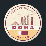 Doha Qatar City Skyline Emblem Magnet<br><div class="desc">Doha minimalist,  colorful art design featuring monuments and landmarks of the city in Qatar.</div>
