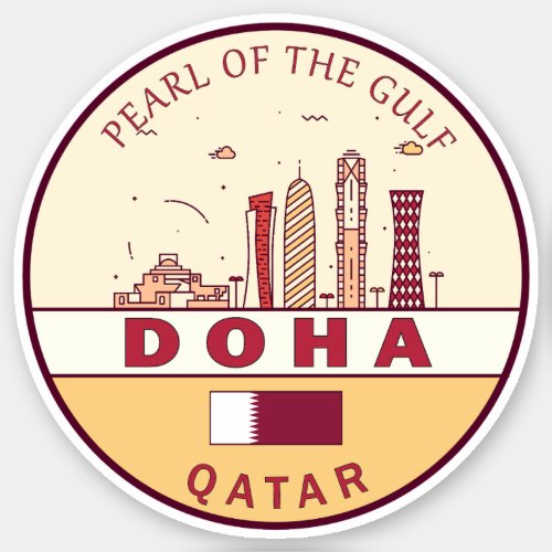 Doha Qatar City Skyline Emblem Sticker