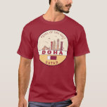 Doha Qatar City Skyline Emblem T-Shirt<br><div class="desc">Doha minimalist,  colorful art design featuring monuments and landmarks of the city in Qatar.</div>