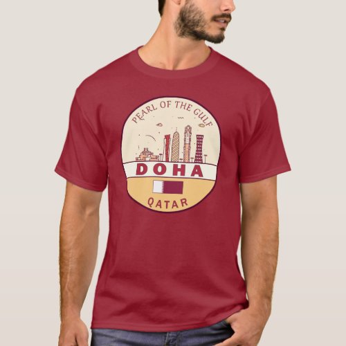 Doha Qatar City Skyline Emblem T_Shirt