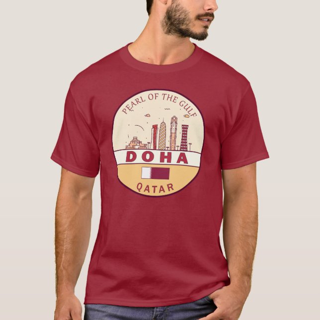Doha Qatar City Skyline Emblem T-Shirt (Front)