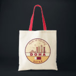 Doha Qatar City Skyline Emblem Tote Bag<br><div class="desc">Doha minimalist,  colorful art design featuring monuments and landmarks of the city in Qatar.</div>