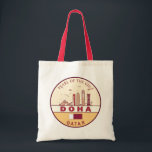 Doha Qatar City Skyline Emblem Tote Bag<br><div class="desc">Doha minimalist,  colorful art design featuring monuments and landmarks of the city in Qatar.</div>