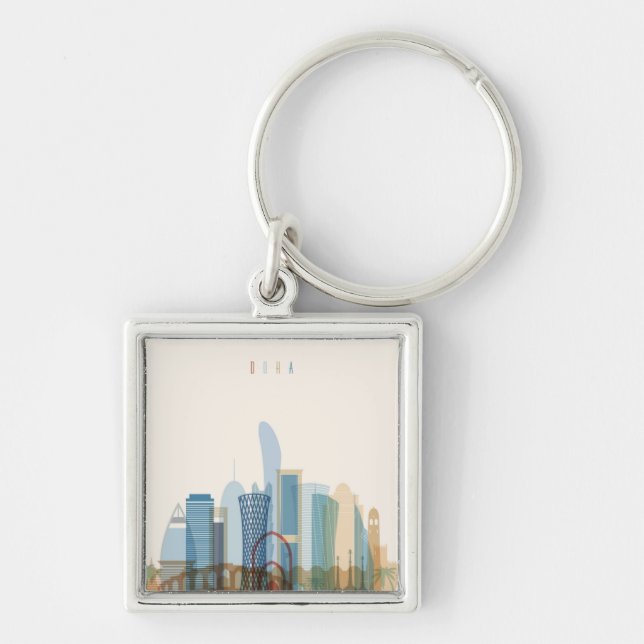 Doha, Qatar | City Skyline Keychain (Front)
