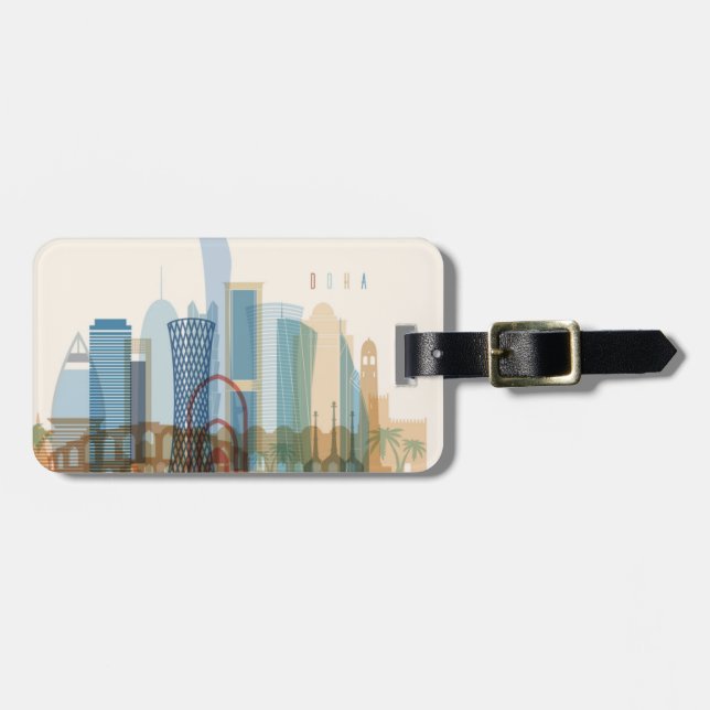 Doha, Qatar | City Skyline Luggage Tag (Front Horizontal)