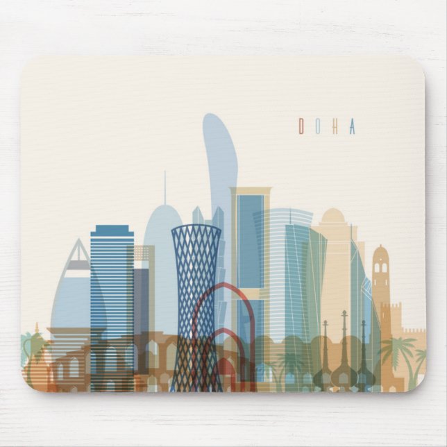 Doha, Qatar | City Skyline Mouse Pad (Front)