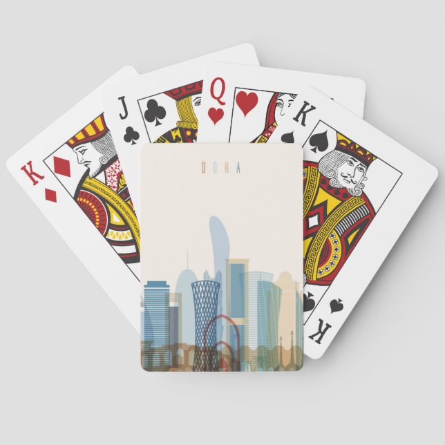 Doha, Qatar | City Skyline Poker Cards (Back)