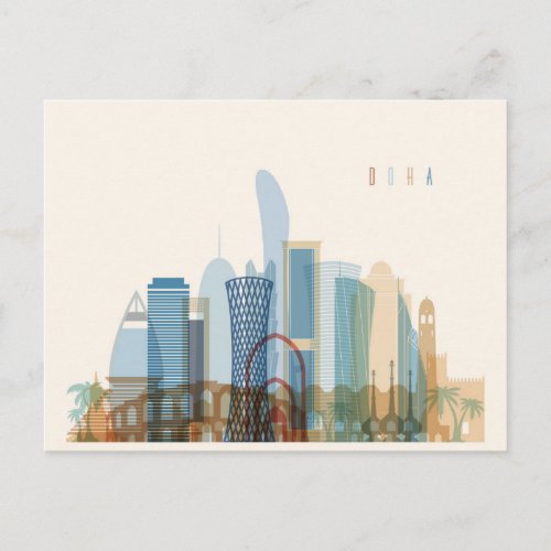 Doha Qatar  City Skyline Postcard