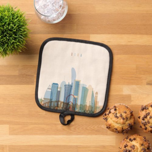 Doha Qatar  City Skyline Pot Holder