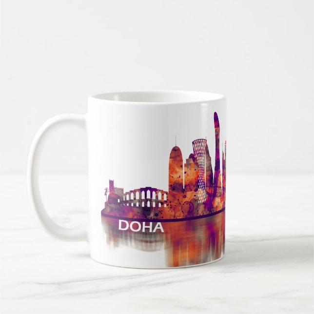 Doha Qatar Skyline Coffee Mug (Left)