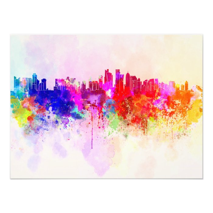 Doha skyline in watercolor background art photo