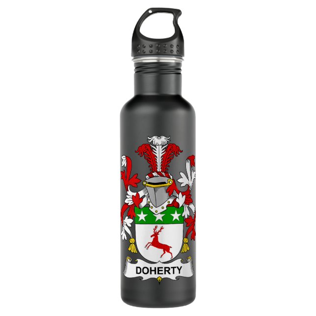 Doherty Coat of Arms  Family Crest  Stainless Steel Water Bottle (Front)