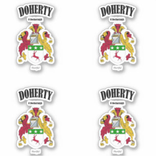 Doherty Crest Irish Translation & Meaning (x4) Sticker