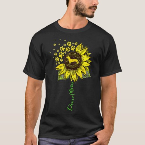 Doie Mom Sunflower Dachshund Lover Gifts Dog Mom b T_Shirt