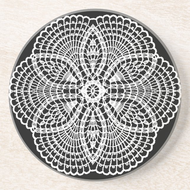 Doily Art Sandstone Coaster (Front)