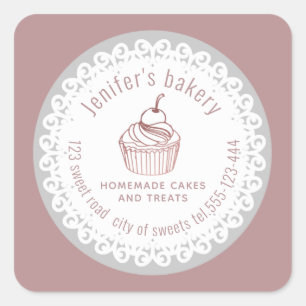 Doily lace Homemade cupcakes and treats Square Sticker