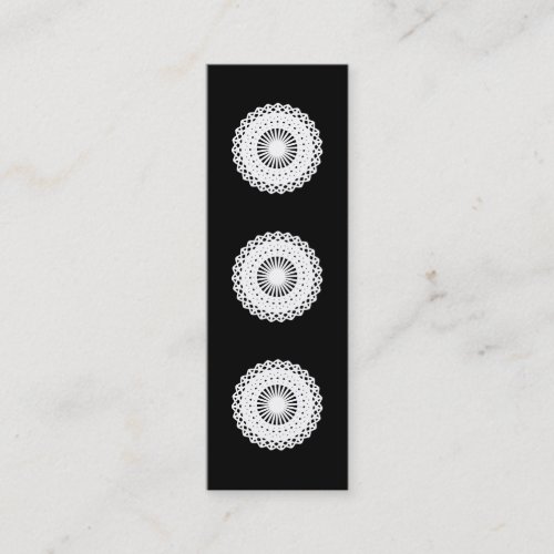 Doily. White lace circle. On Black. Business Cards