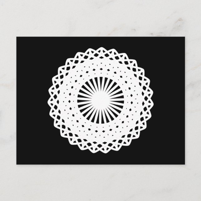 Doily. White lace circle. On Black. Postcard (Front)