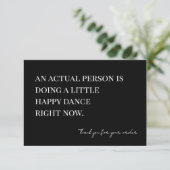 Doing A Little Happy Dance Small Business Thank You Card (Standing Front)