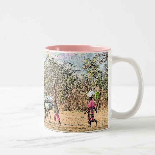 "Doing Chores" Congo Family (Photography) Two-Tone Coffee Mug (Right)