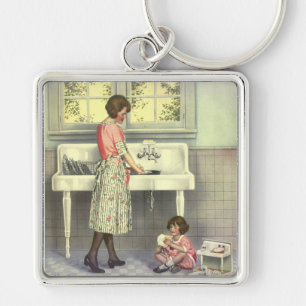 Doing Dishes Keychain