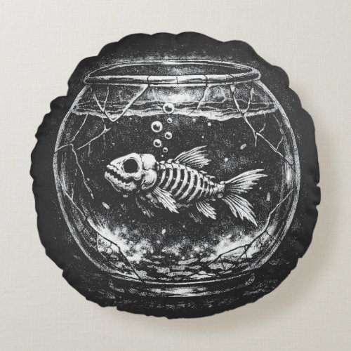 "Doing Great" - Goldfish by BurnsInHell Round Pillow