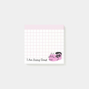Doing Great Pink Doodle Cat Post-it Notes
